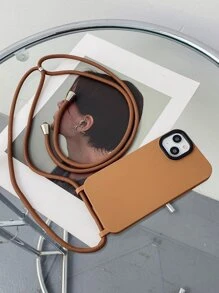 棕色 TPU 双孔 + 黑色亚克力镜头环 + 0.6 毫米厚深棕色斜跨带，适合徒步旅行/户外/男士/女士/最好的朋友/礼物，兼容 16/16 Pro/16 Pro Max/16 Plus/15/14/12/13/11 防水防震防摔防刮 - 棕色 - 查看 6