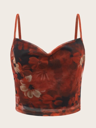 Crop Cami Top mit Blume Muster