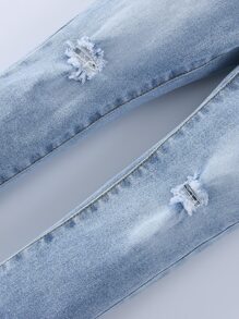 Jeans Rasgados Con Bolsillos Inclinados Para Niños Jóvenes - Lavado ligero - Ver 6