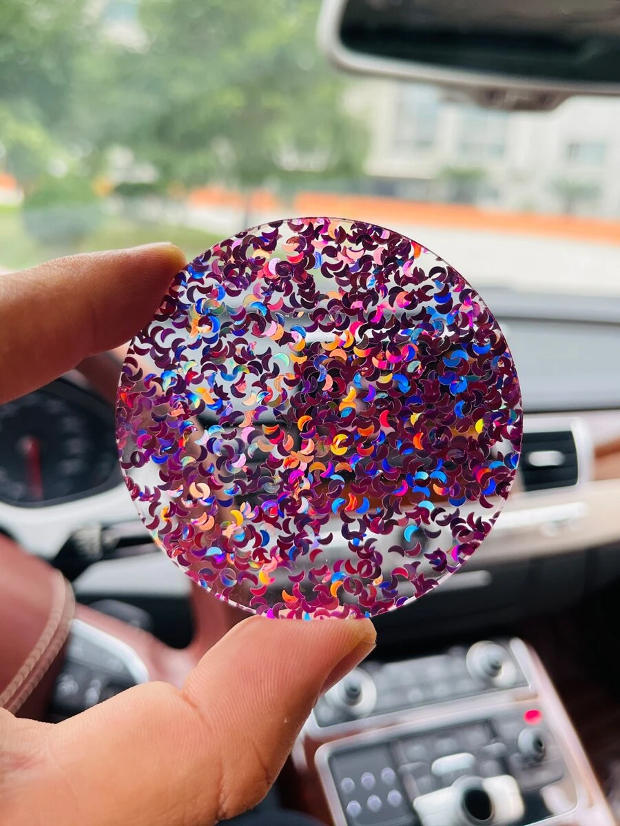 1入組月亮形狀亮片裝飾汽車杯墊 - 彩色 - 查看 1