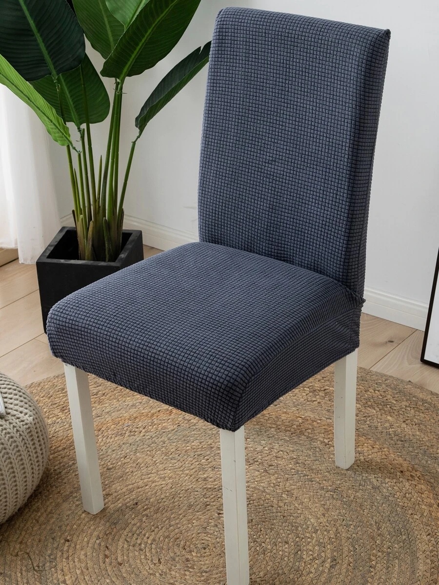 1pc Jacquard Fabric Chair Cover Universal Size Chair Covers Seat Slipcovers For Dining Room Home Decor - Dark Grey - View 1
