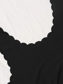 Women's Black Scallop Trim Casual Medium Stretch Bralette Top - Black - View 4