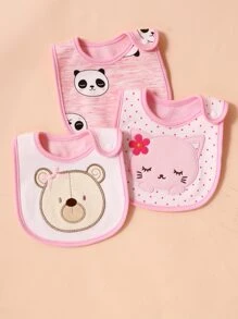 Bebé 3 piezas Babero con estampado de animal de dibujos animados - Multicolor - Ver 2