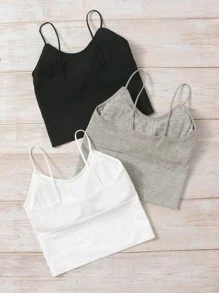 3 Packs Solid Longline Bra Girls Camibasic Topsteen Girls Tops - Multicolor - View 2