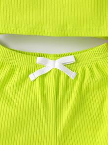 Bebé tejido de canalé 3 piezas Camiseta & con nudo delantero 3 piezas Shorts - Multicolor - Ver 4