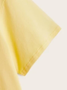 SHEIN Teen Girls Sunflower Print Drop Shoulder Tee - Yellow - View 4