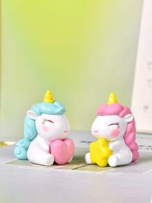 2pcs Unicorn Shaped Decoration Craft - Multicolor - View 1