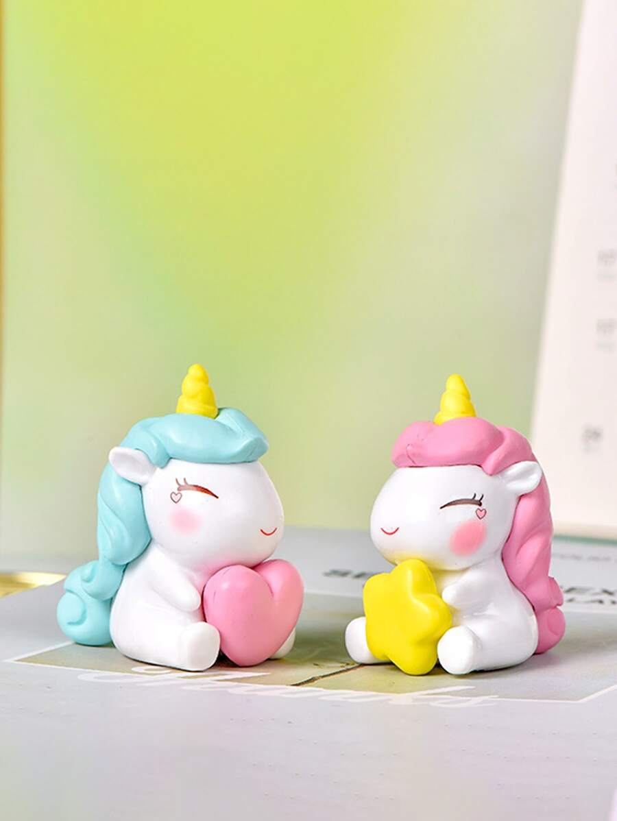 2pcs Unicorn Shaped Decoration Craft - Multicolor - View 1