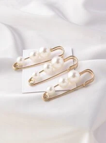 Gói 7 chiếc ghim trang trí bằng ngọc trai giả ngọc trai - Vàng - Xem 4