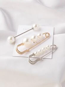 Gói 7 chiếc ghim trang trí bằng ngọc trai giả ngọc trai - Vàng - Xem 5