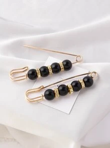 Gói 4 chiếc ghim cài cổ đính cườm với kim cương giả - Nhiều màu - Xem 3
