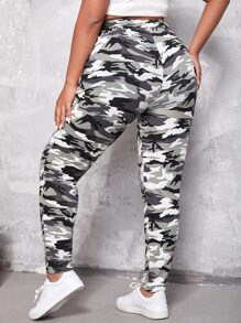 SHEIN EZwear Quần Plus Size Thắt nơ trước Ngụy trang Giải trí - Nhiều màu - Xem 2