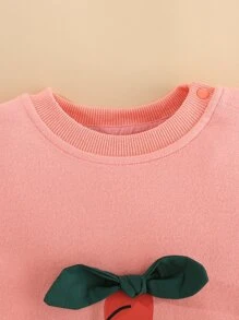 Peninsula Baby 嬰兒水果印花前蝴蝶結褶邊連身背心 - 珊瑚粉 - 查看 3