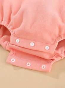 Peninsula Baby 嬰兒水果印花前蝴蝶結褶邊連身背心 - 珊瑚粉 - 查看 4