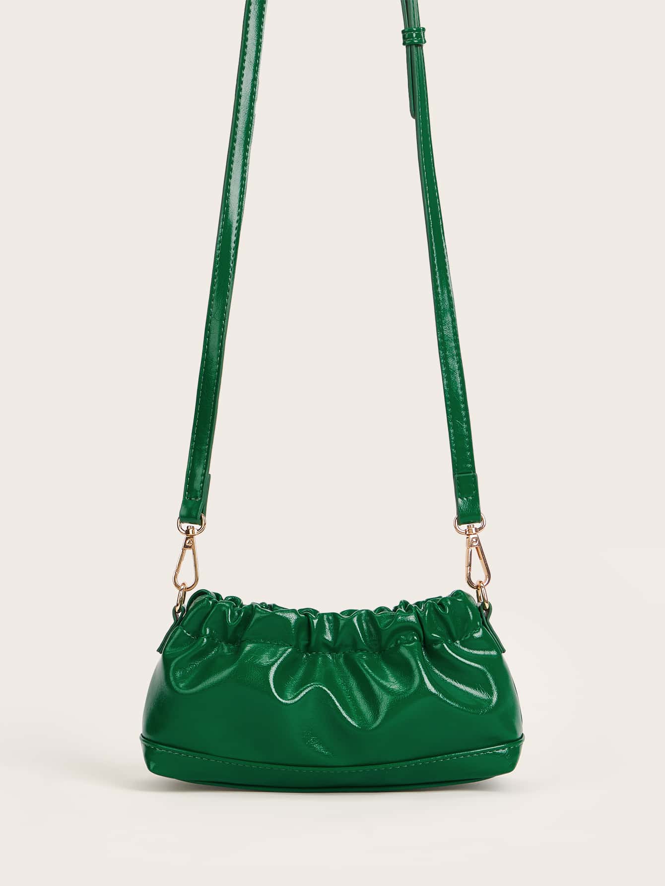Minimalist Solid Ruched Bag - Green - View 1
