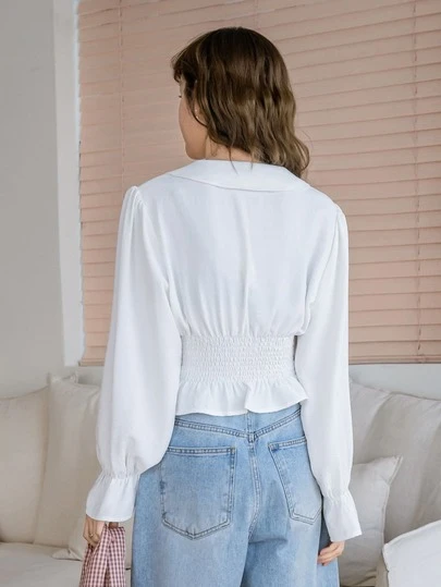 DAZY フラウンススリーブ シール ペプラムブラウス