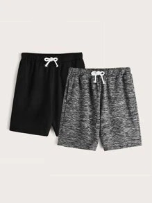 SHEIN Boys 2pcs Drawstring Waist Shorts - Multicolor - View 1