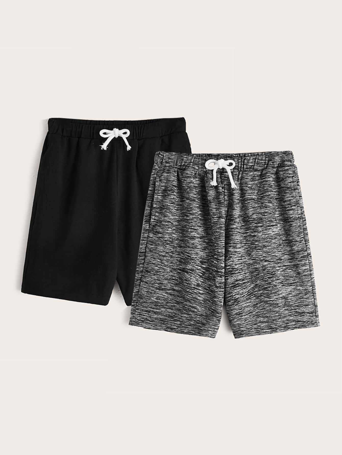 SHEIN Boys 2pcs Drawstring Waist Shorts - Multicolor - View 1