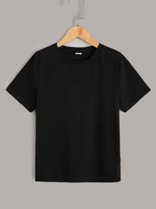 SHEIN Conjunto de 3 piezas de camiseta de manga corta con cuello redondo para niño pre-adolescente, ropa casual básica para uso diario de verano - Multicolor - Ver 7