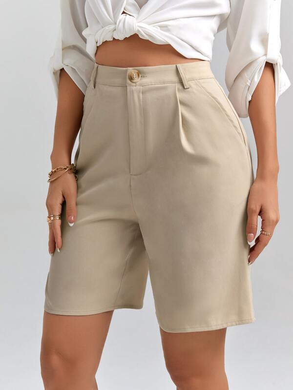 SHEIN Clasi Shorts bermuda de talle alto con fruncido Moda de Mujer