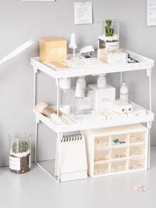 1pc Desktop Storage Rack - White - View 2