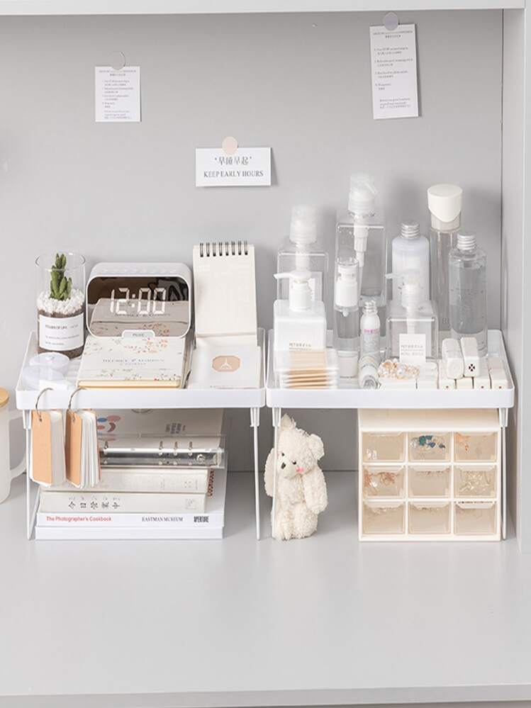1pc Desktop Storage Rack - White - View 4