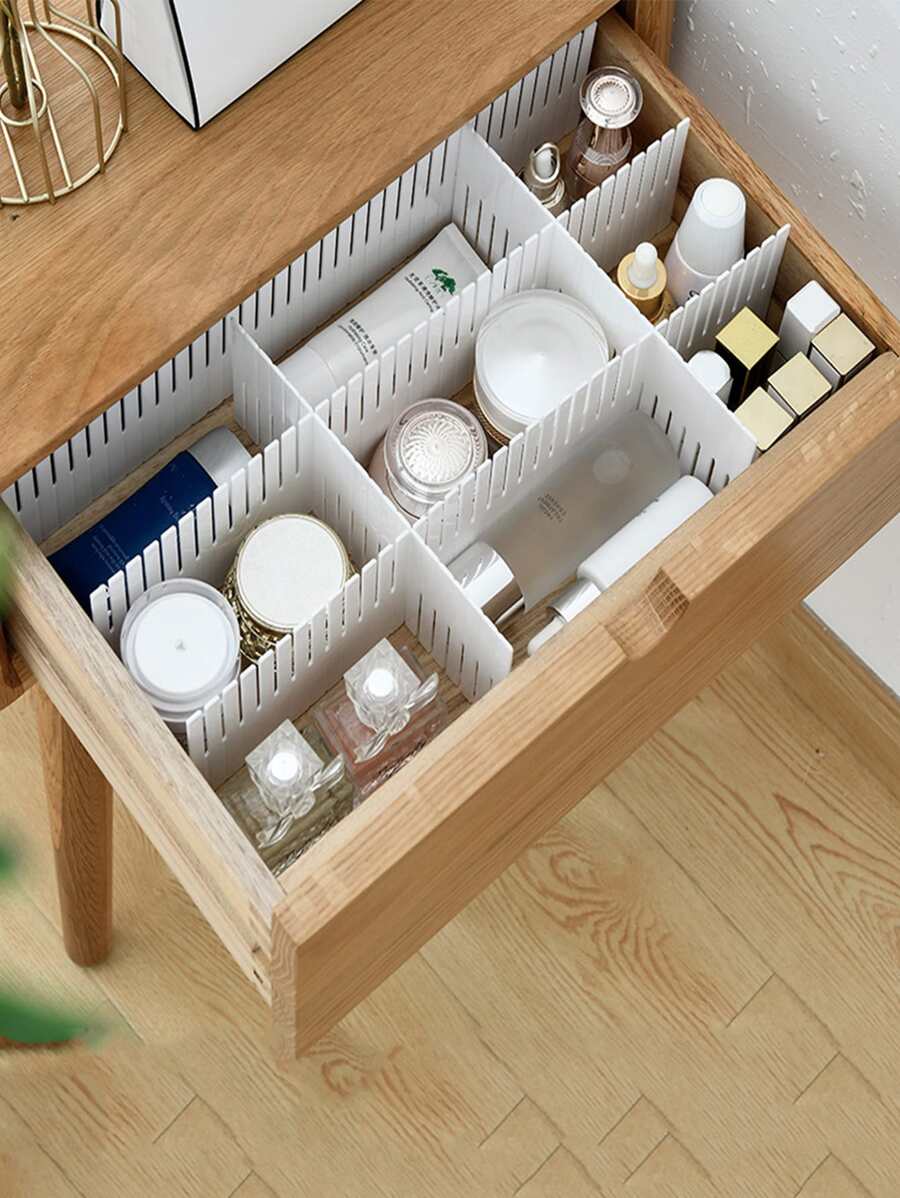 3pcs Drawer Partition Board, Unrestricted Combination Divider For Drawer Storage - White - View 1