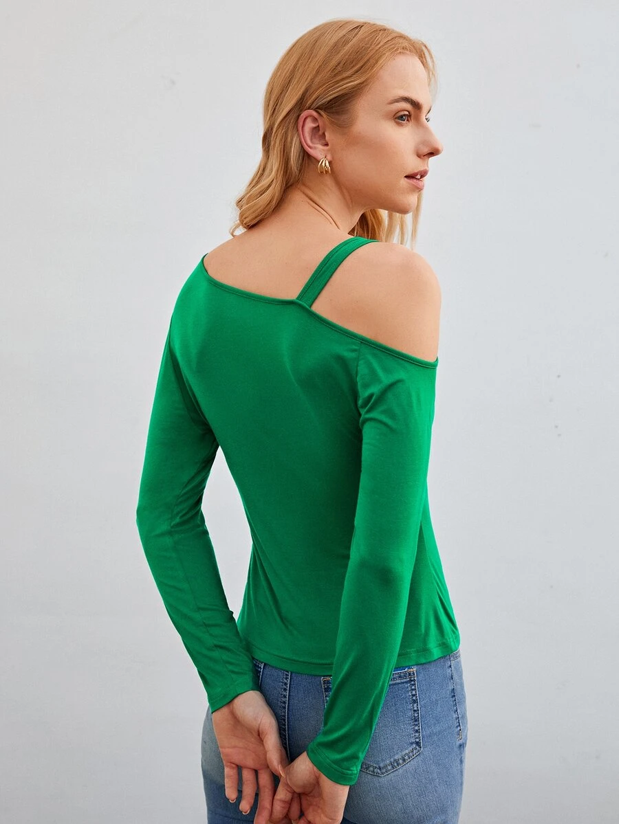 MOTF PREMIUM 粘膠纖維扭結T恤 - 綠色 - 查看 2