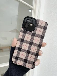 Apple Gingham Pattern Phone Case Compatible With IPhone 11,IPhone 13,IPhone 14 Pro Max Waterproof Shockproof Anti-Fall Scratch Resistant - Black - View 2
