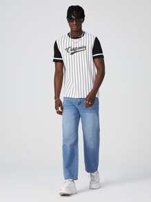 Manfinity Quần Jeans Nam Nút Túi Dây kéo màu trơn - Rửa nhẹ - Xem 4