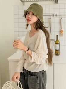 DAZY Drop Shoulder Button Through Tee
