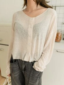 DAZY Drop Shoulder Button Through Tee