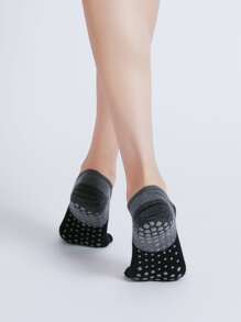 1 par de meias de ioga antiderrapantes com cinco dedos para esportes ao ar livre, com design de blocos de cor da moda e tira larga para pilates