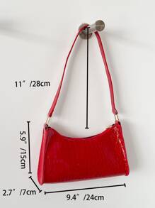 Crocodile Embossed Bag - Red - View 3