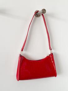Crocodile Embossed Bag - Red - View 6