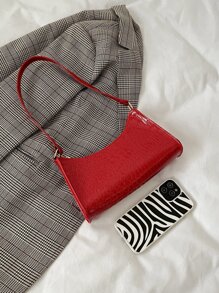 Crocodile Embossed Bag - Red - View 8