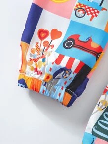 SHEIN Toddler Boys Patchwork Print Trousers - Multicolor - View 5