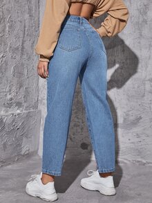 Jeans de pierna recta de talle alto - Lavado ligero - Ver 2