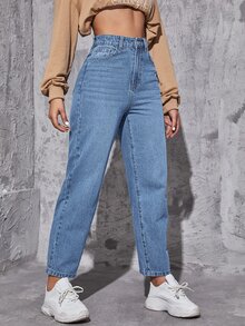 Jeans de pierna recta de talle alto - Lavado ligero - Ver 4