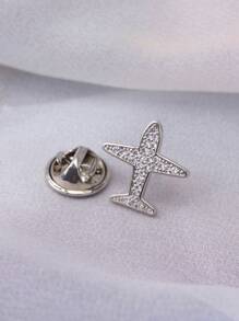 水鑽飛機圍巾別針 - 銀色 - 查看 1