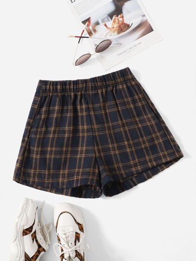 Plaid Wide Leg Shorts