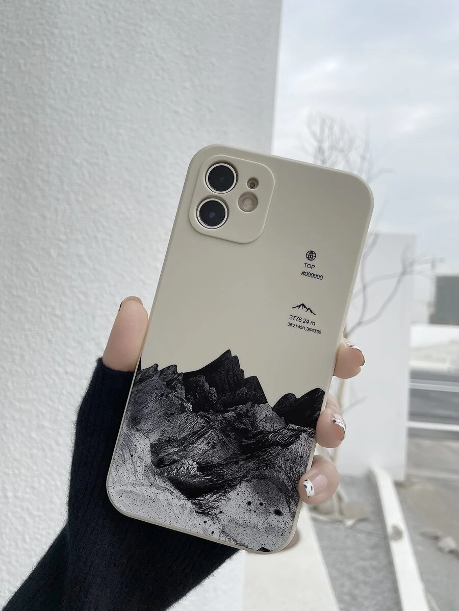 山景山脈柔軟tpu手機殼,具有防摔保護 - 米色 - 查看 1