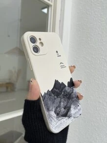 山景山脈柔軟tpu手機殼,具有防摔保護 - 米色 - 查看 3