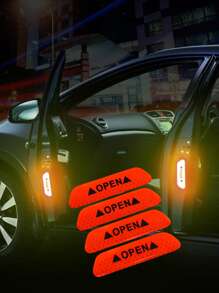 4入組反光汽車貼紙 - 紅色 - 查看 1