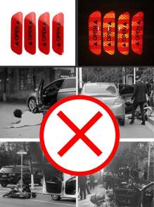 4入組反光汽車貼紙 - 紅色 - 查看 6