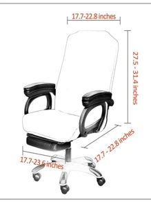 1pc Plain Stretchy Office Chair Slipcover - Black - View 5