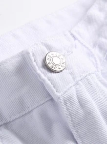 Manfinity Hombres Shorts en mezclilla roto escalonado - Blanco - Ver 4