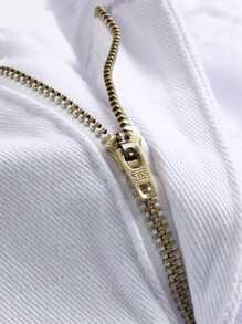 Manfinity Hombres Shorts en mezclilla roto escalonado - Blanco - Ver 6