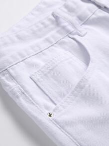 Manfinity Hombres Shorts en mezclilla roto escalonado - Blanco - Ver 7