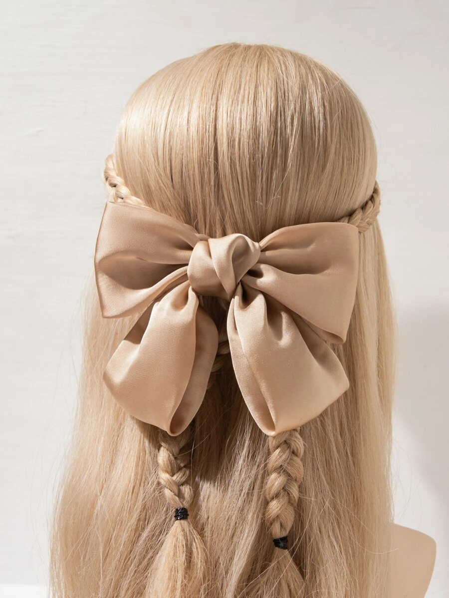 雪紡蝴蝶結裝飾髮夾 - 卡其色 - 查看 1